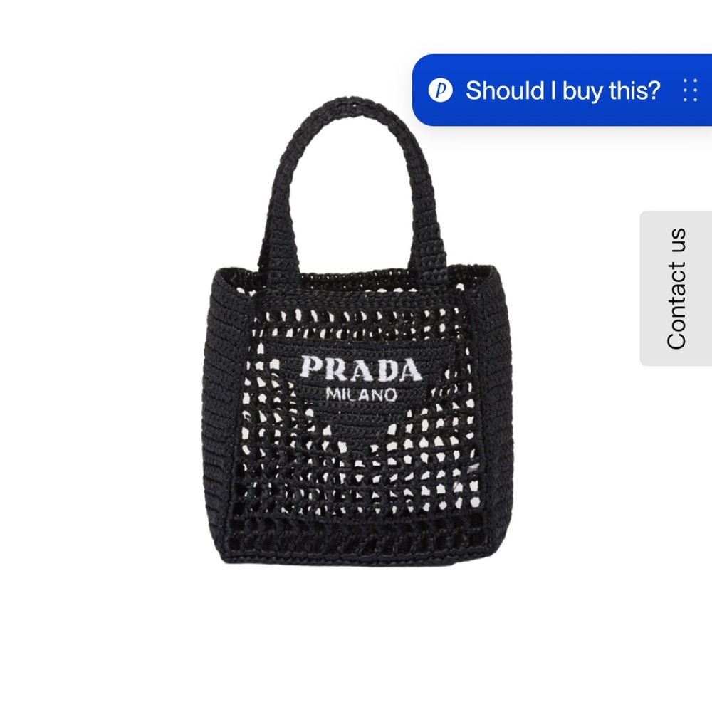 Prada Raffia Black Crochet Tote